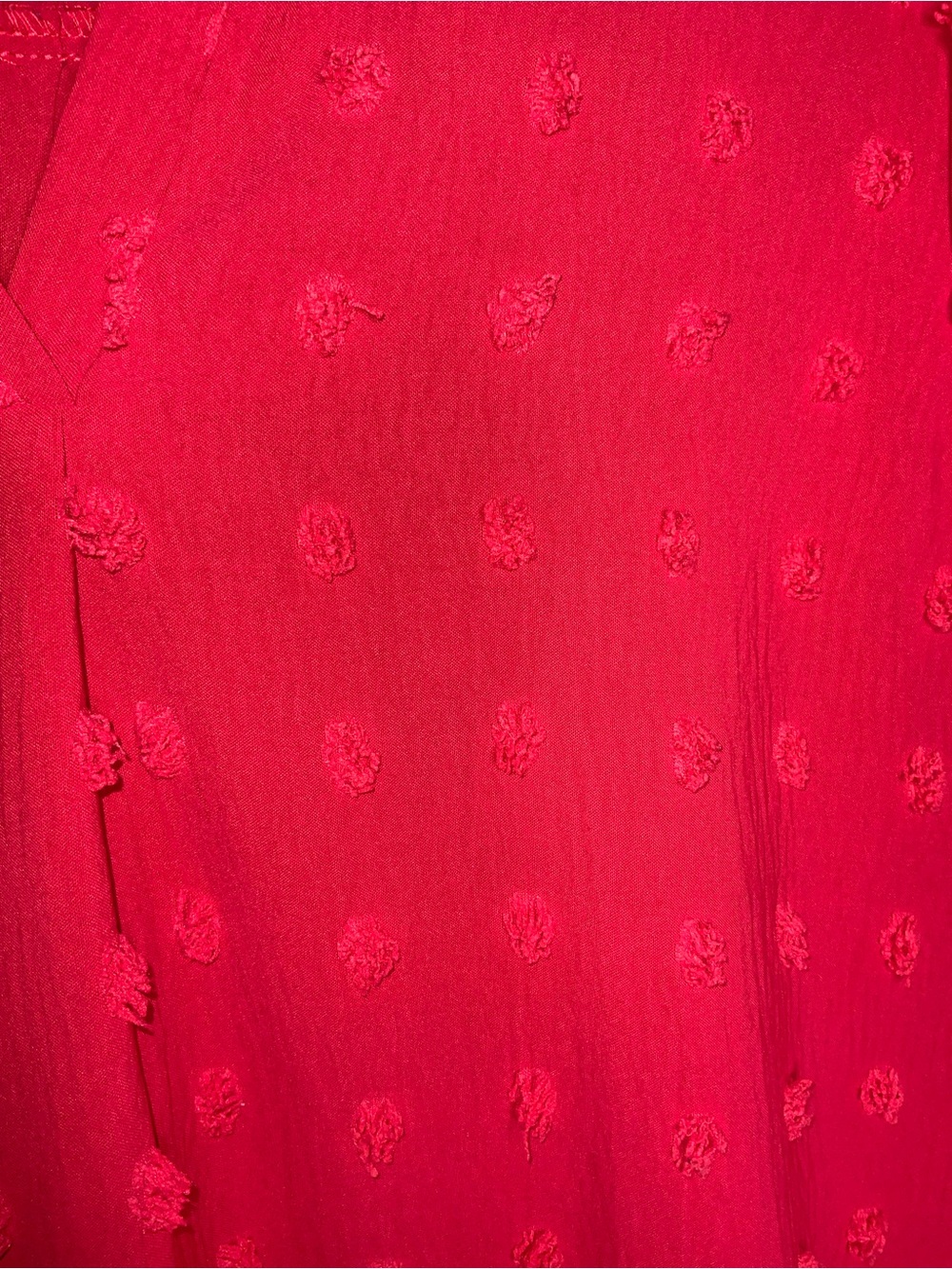 Merokeety Split-Neck Textured Short-Sleeve Blouse in Red XL - Picture 4 of 7